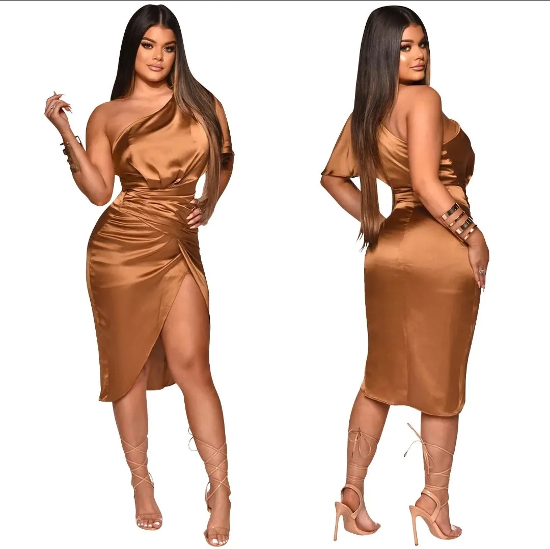 Maritza Ruched Satin Dress