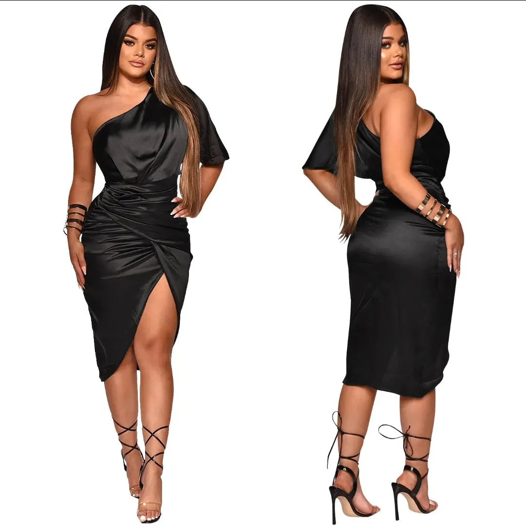 Maritza Ruched Satin Dress