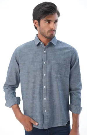 Medium Blue Pin Stripes Denim Shirt