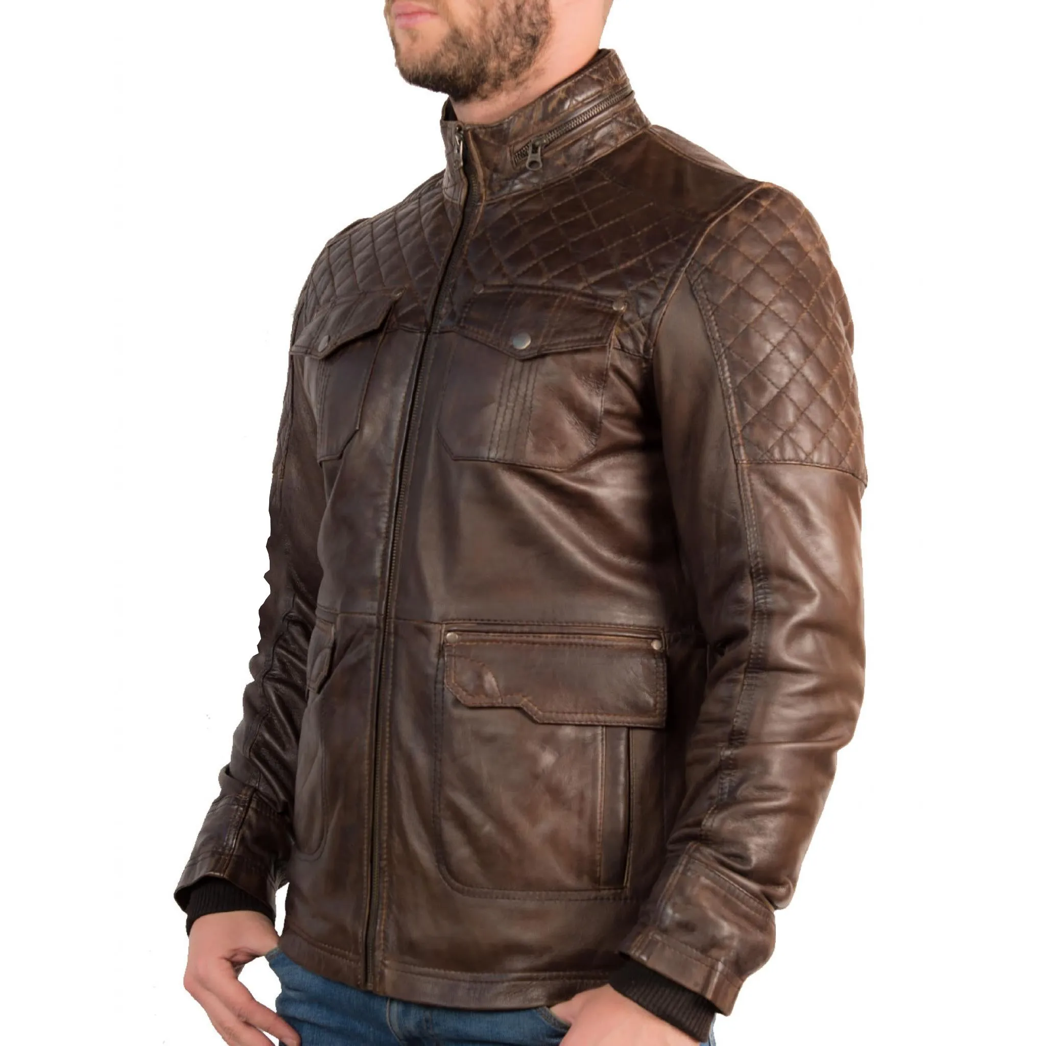 Mens Vintage Racing Leather Jacket