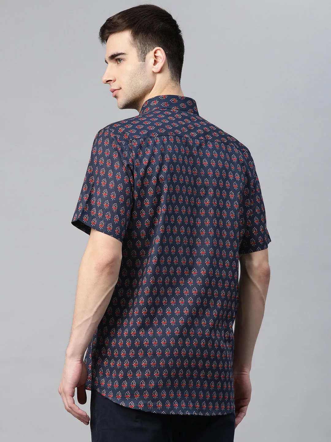 Millennial Men Blue Cotton Half Sleeves Shirt-Mmh057