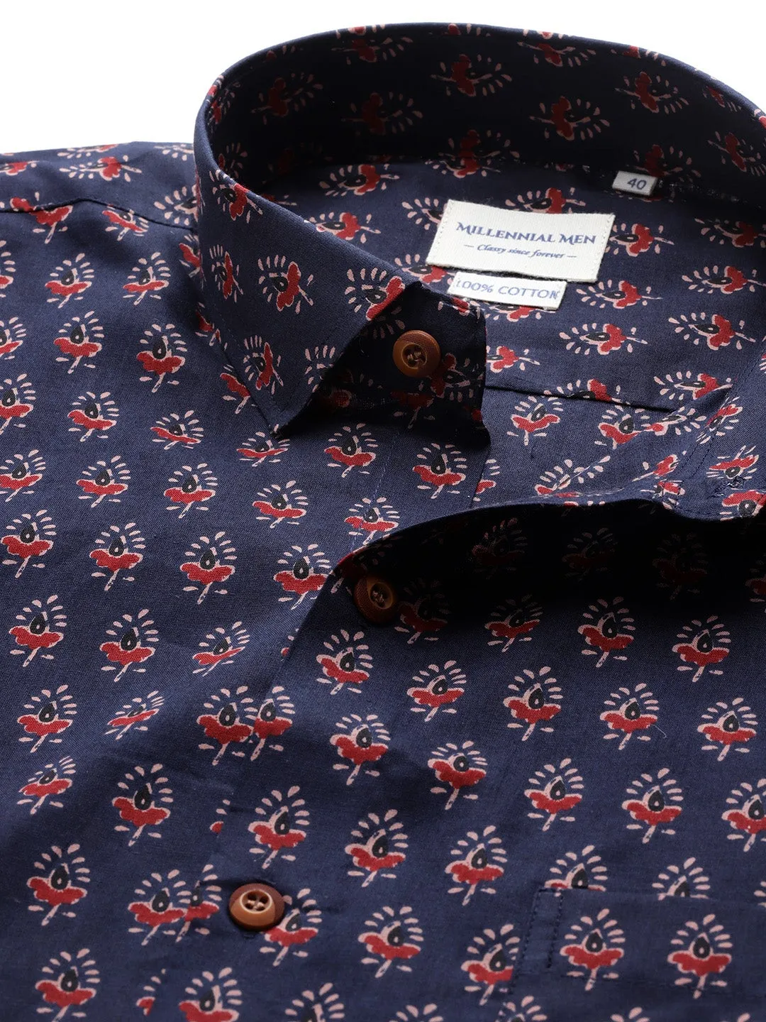 Millennial Men Blue Cotton Half Sleeves Shirt-Mmh057