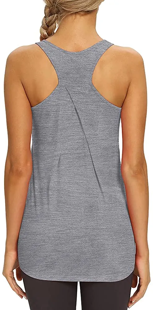 Mippo Womens Workout Tops Athletic Yoga Tennis Shirts Flowy Long Racerback Tank Tops