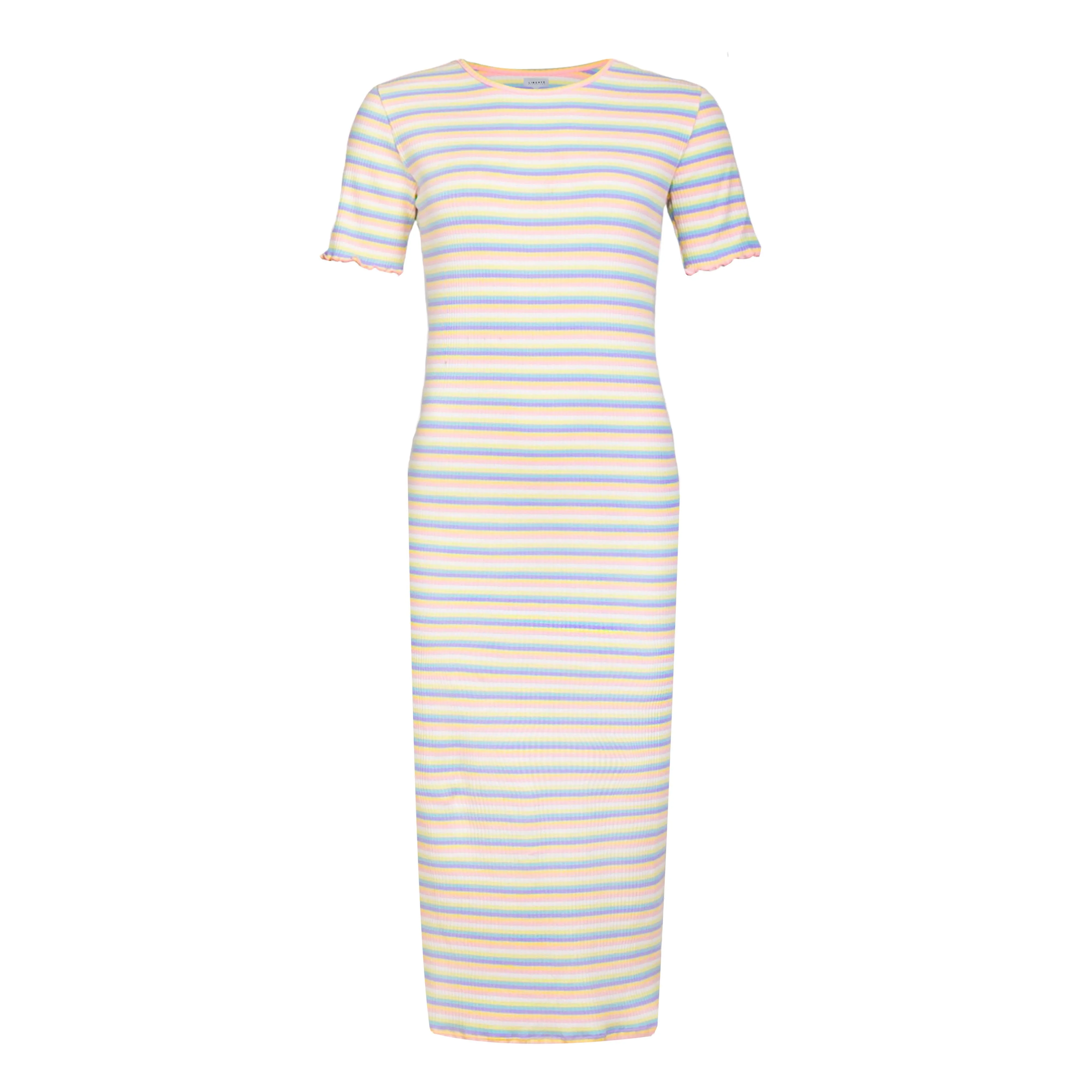NATALIA-SS-DRESS - MULTI WHITE STRIPE