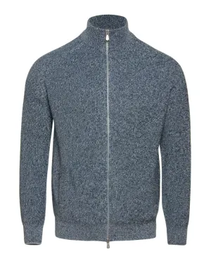 Navy Ribbed Cashmere Cardigan