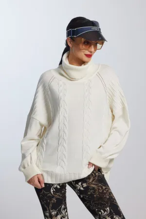 Paula Ryan Cabled Boxy Sweater - Winter White