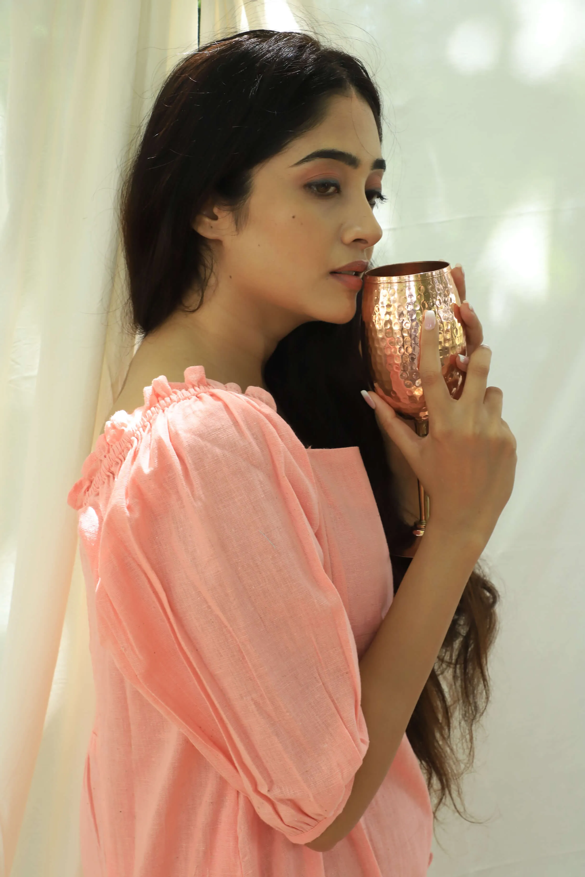 Peach Shift Dress for Women