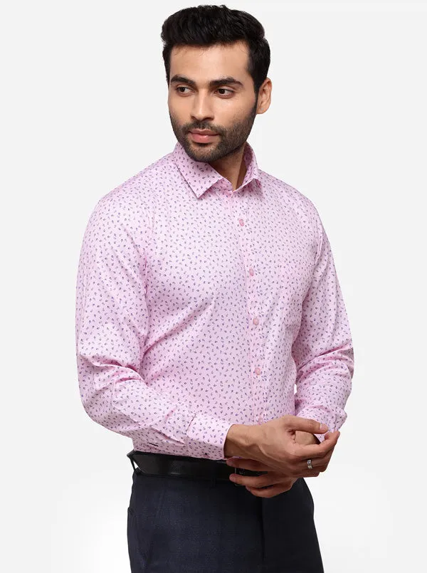 Pink & Blue Printed Regular Fit Formal Shirt | Greenfibre