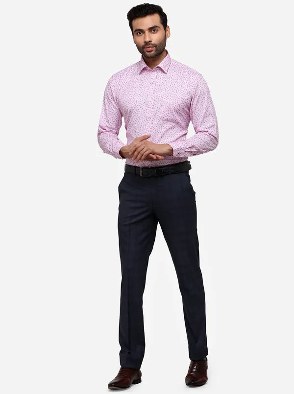 Pink & Blue Printed Regular Fit Formal Shirt | Greenfibre