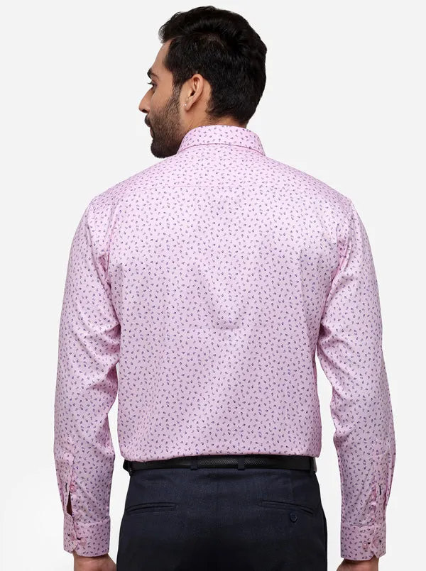 Pink & Blue Printed Regular Fit Formal Shirt | Greenfibre