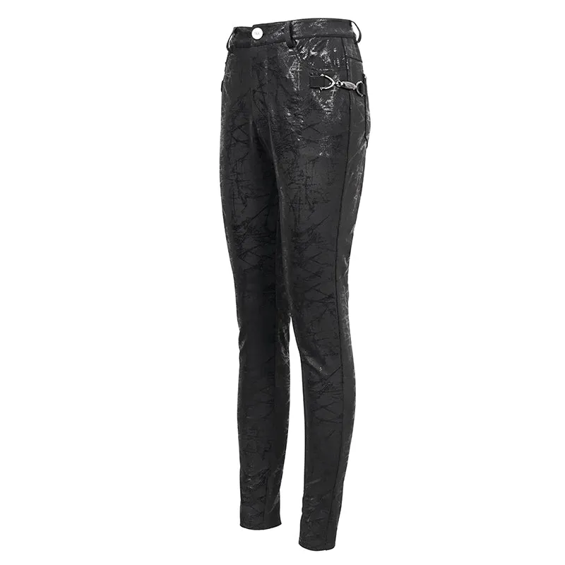 PT158 Glossy glued punk classic style women pants