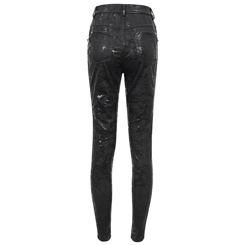 PT158 Glossy glued punk classic style women pants