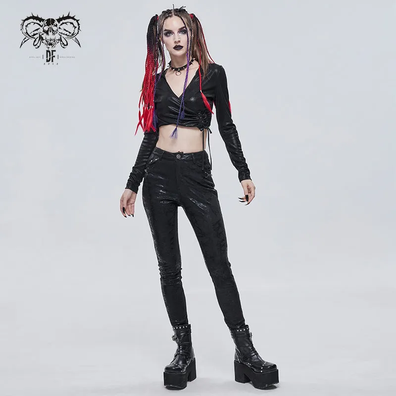 PT158 Glossy glued punk classic style women pants