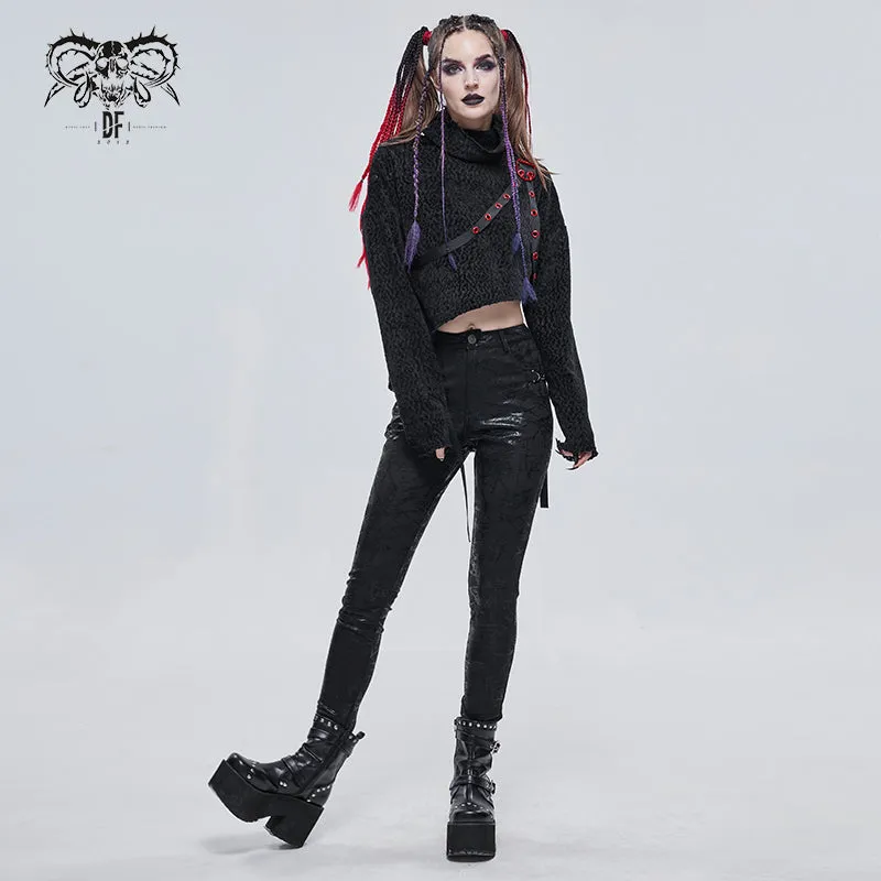 PT158 Glossy glued punk classic style women pants