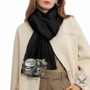 Raccoons Howling At The Moon Warm Knitted Scarf