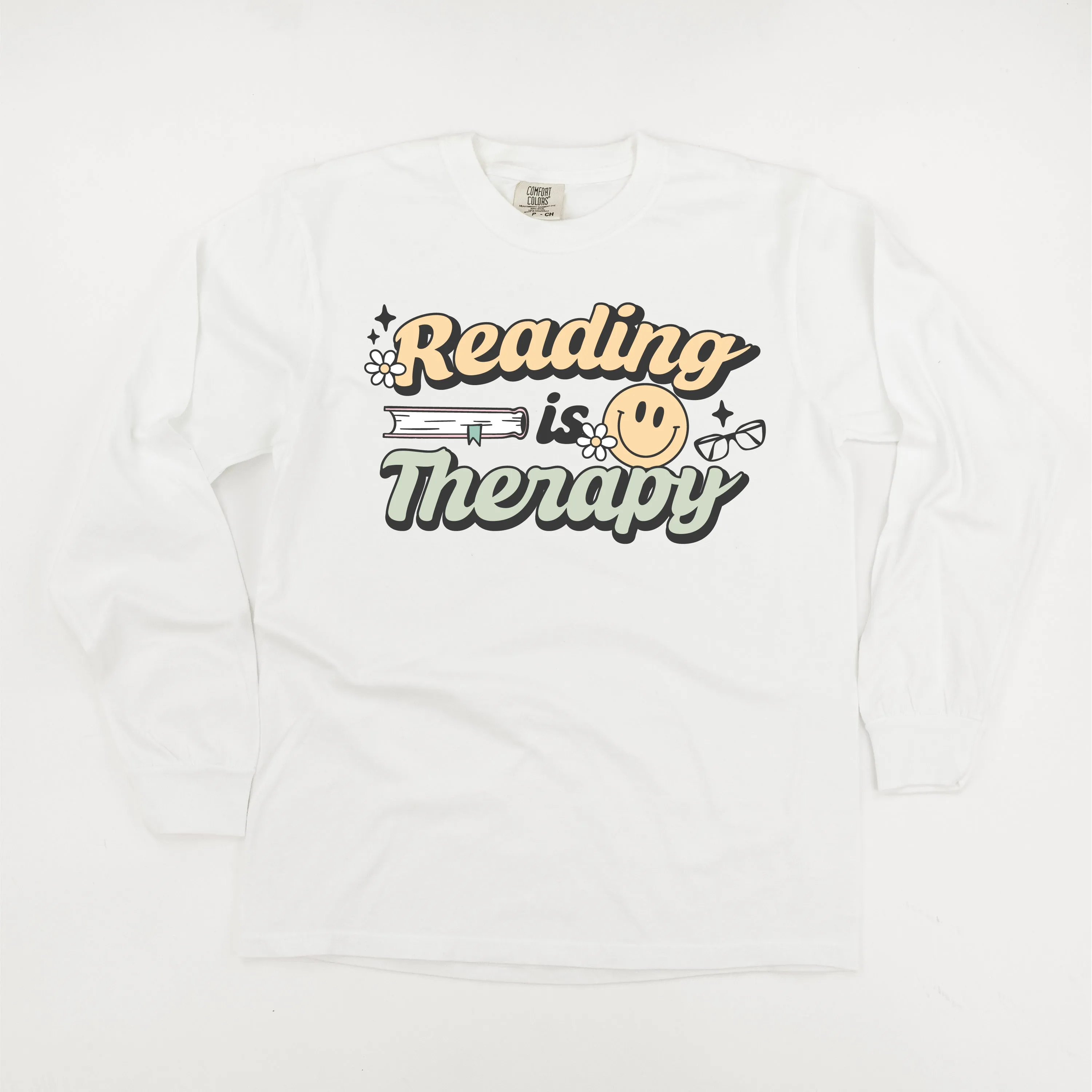 Reading is Therapy - LONG SLEEVE COMFORT COLORS TEE
