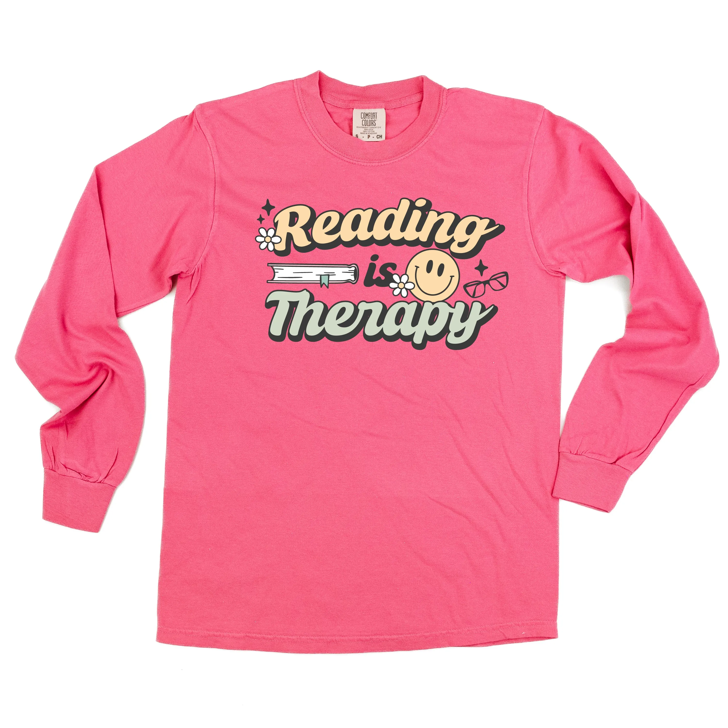Reading is Therapy - LONG SLEEVE COMFORT COLORS TEE