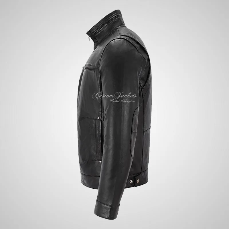 RHYS Men's Luxury Leather Jacket Leather Blouson Jacket