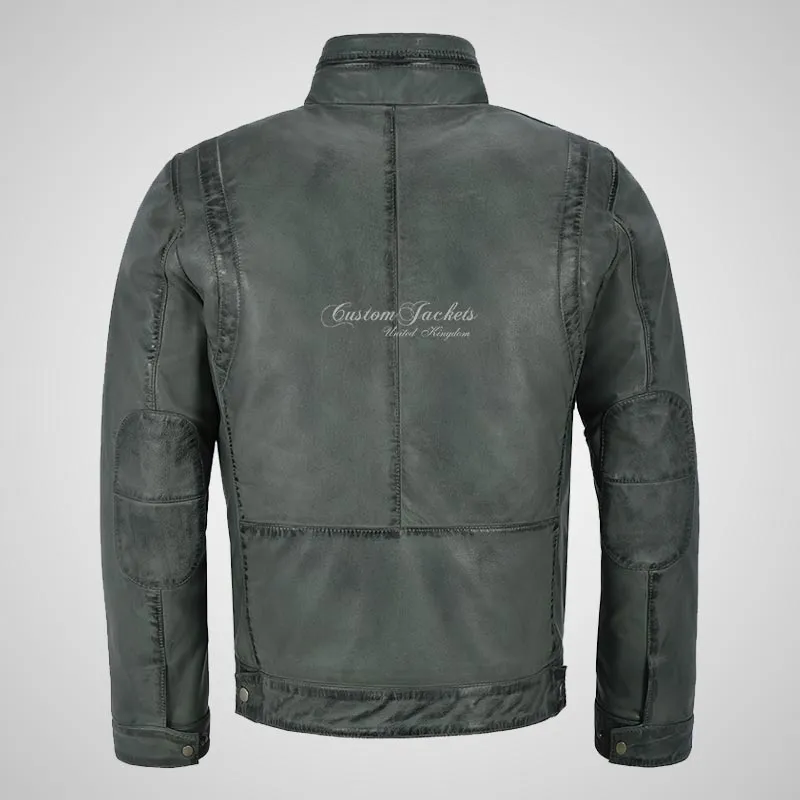 RHYS Men's Luxury Leather Jacket Leather Blouson Jacket