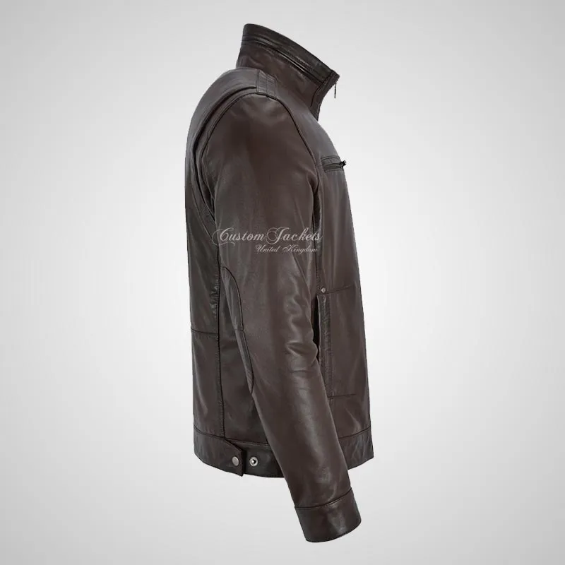 RHYS Men's Luxury Leather Jacket Leather Blouson Jacket