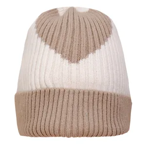 Ribbed Heart Hat - Beige