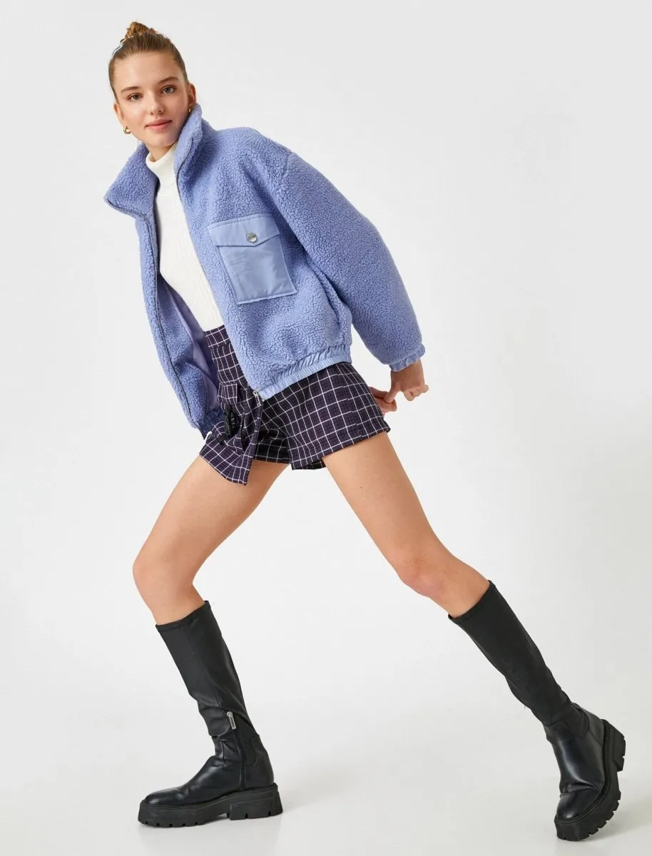 Sherpa Jacket with Utility Pockets in Lilac