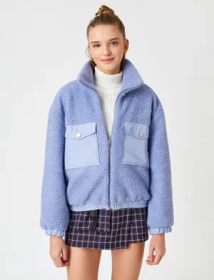 Sherpa Jacket with Utility Pockets in Lilac