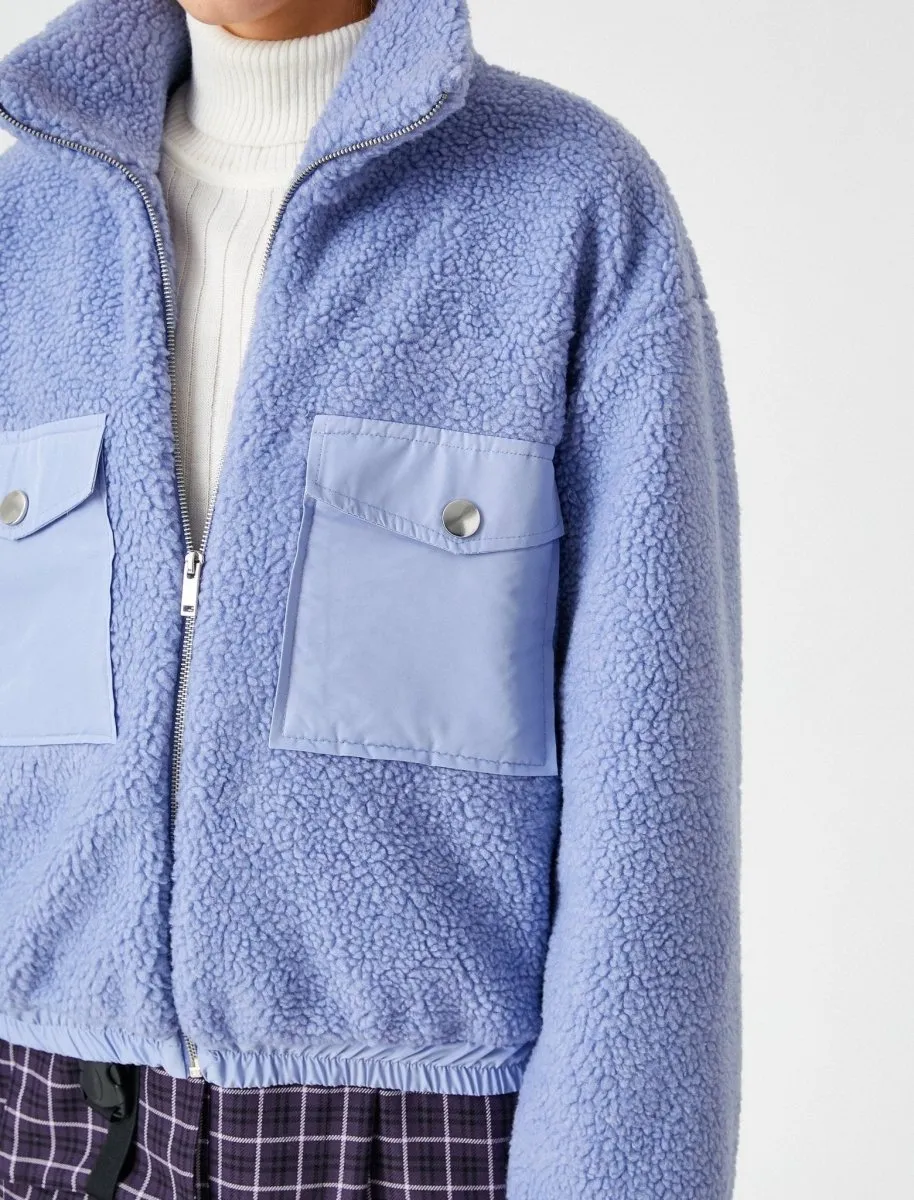 Sherpa Jacket with Utility Pockets in Lilac