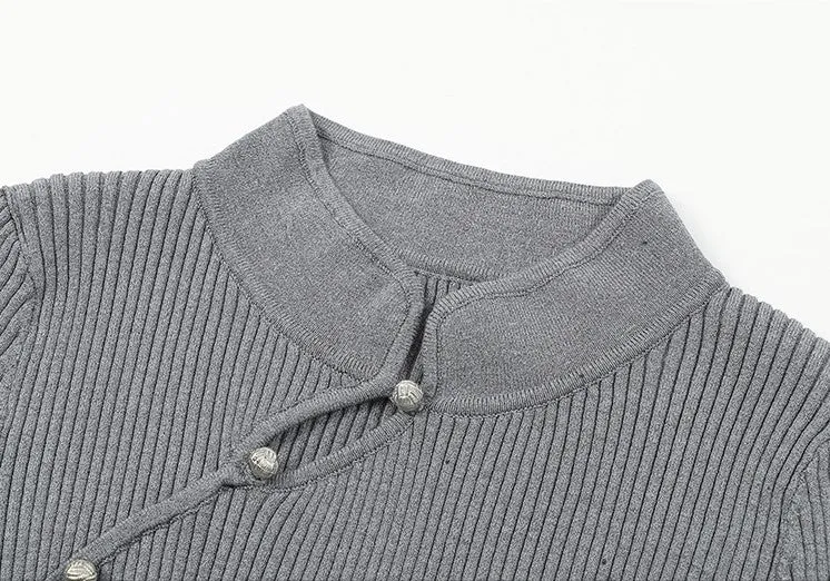 Slim Fit Short Knit Cardigan with Diagonal Front Closure and Waist Cinching
