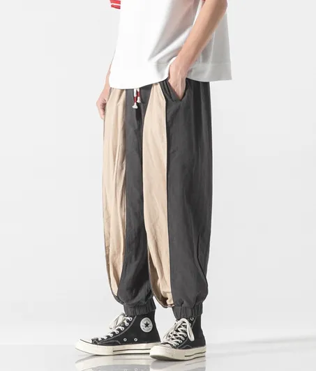 Spliced Harem Style Layered Pants Linen/Cotton