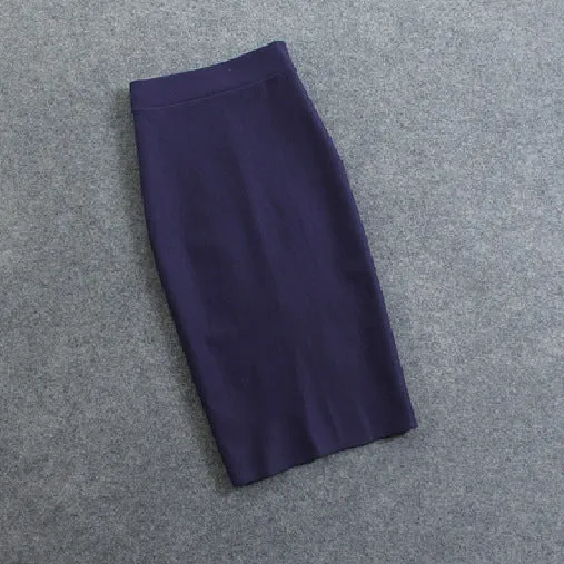 Splitted Women Summer Mid-Length High Waist All-Matching Hip Flattering Skirt