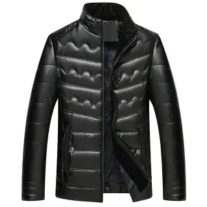Stand Colllar Faux Leather Jacket