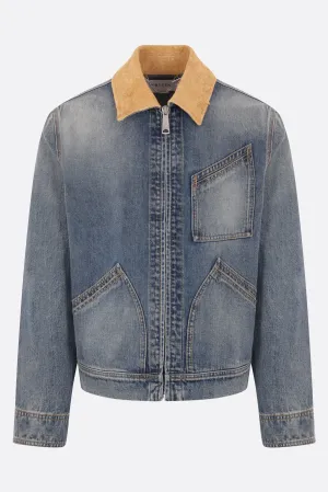 Suede Collar Denim Jacket