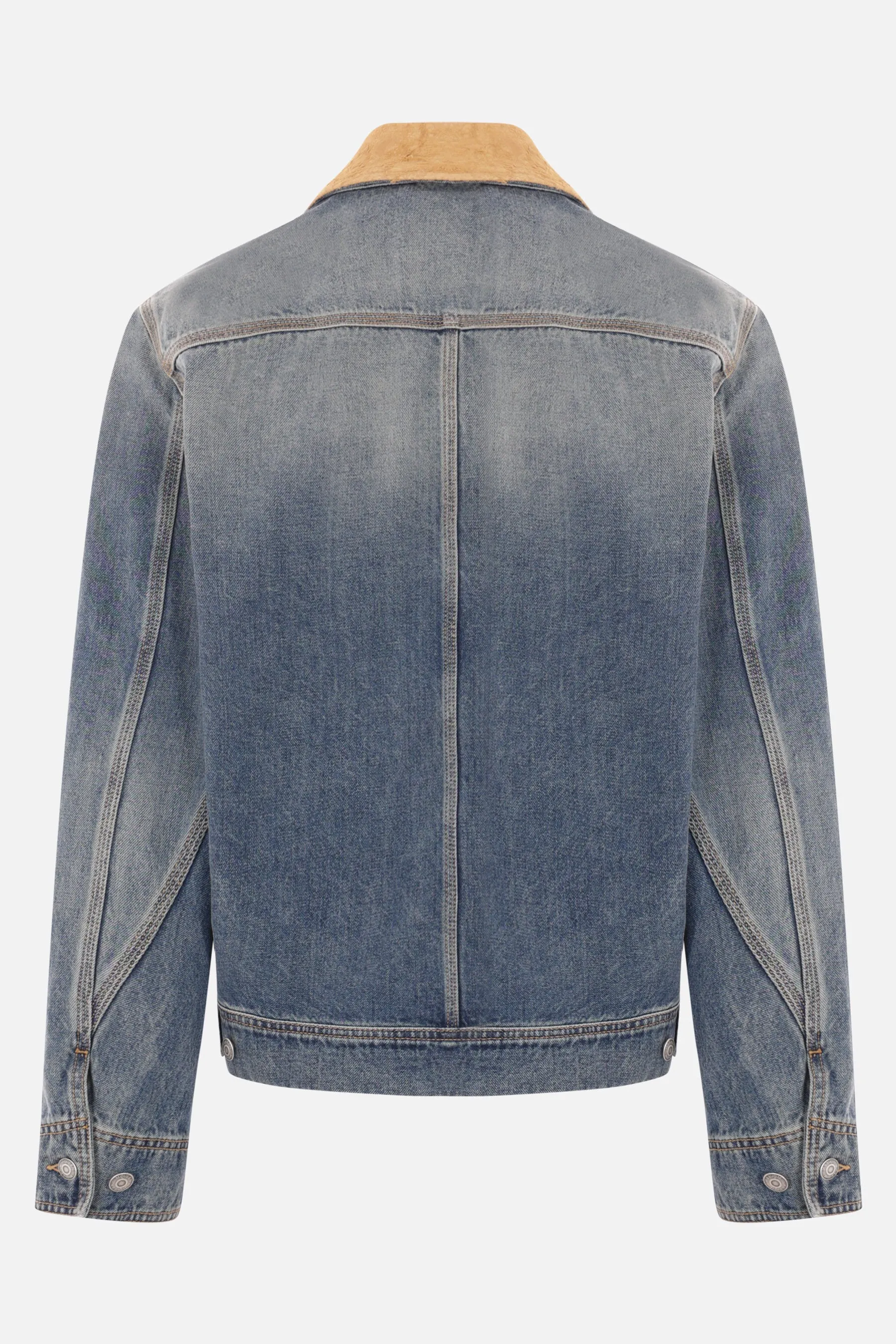 Suede Collar Denim Jacket