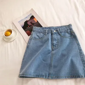 Summer High Waist Denim Short Women Korean All-Matching Minimalist Casual Hip Flattering A-Line Skirt ins Skirt