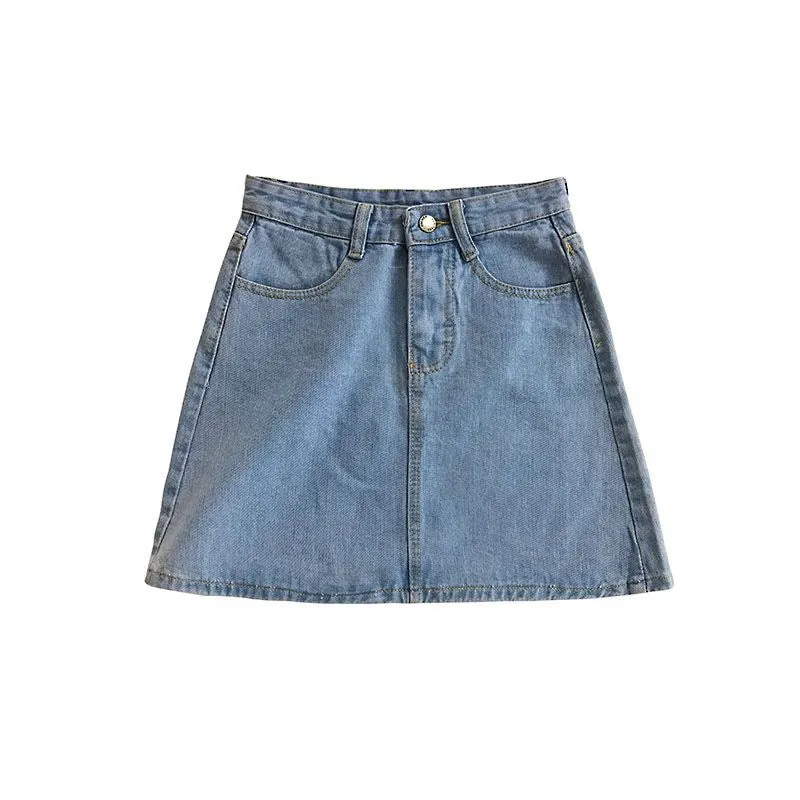 Summer High Waist Denim Short Women Korean All-Matching Minimalist Casual Hip Flattering A-Line Skirt ins Skirt