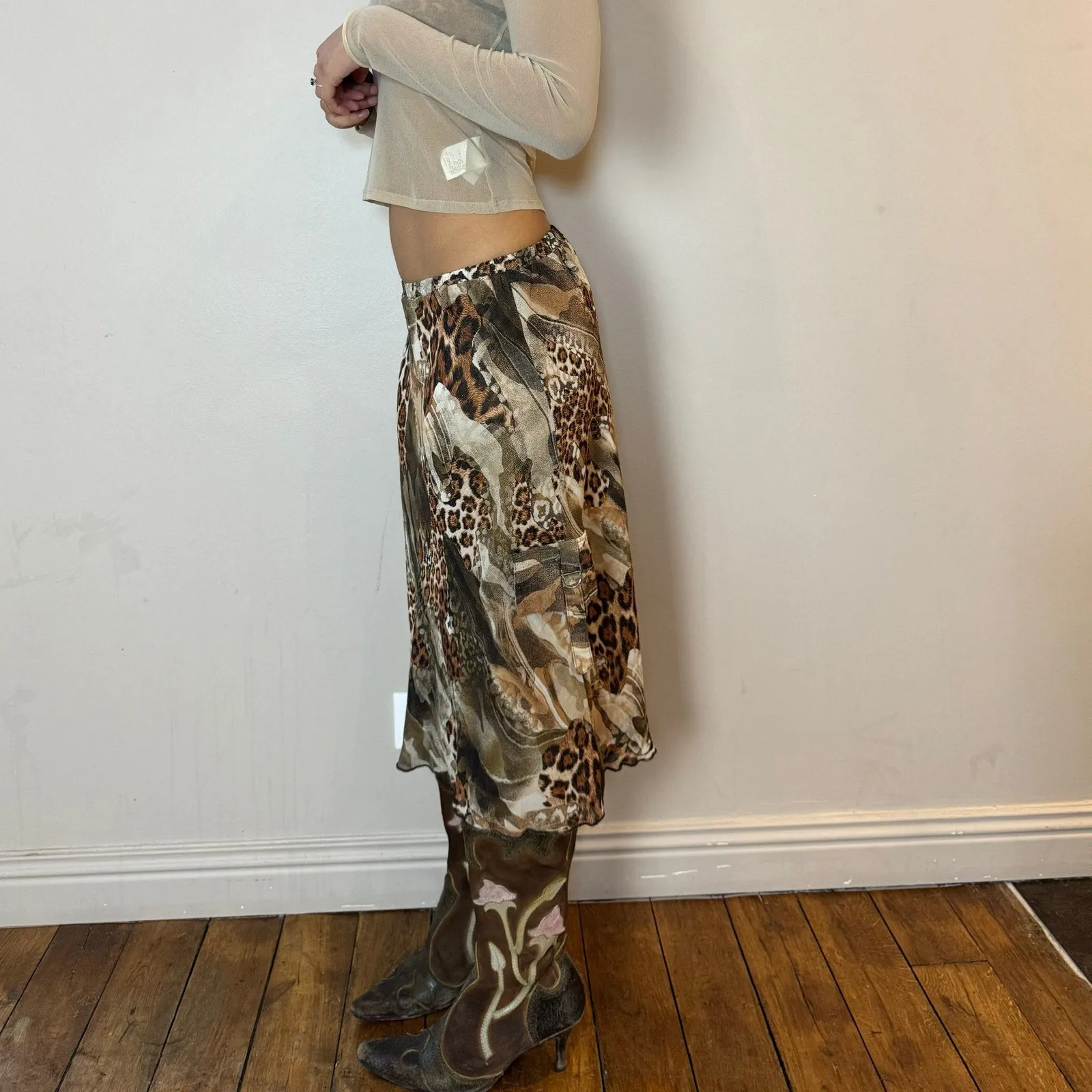 Vintage Euro Cheetah Mesh Skirt (S)