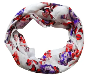 Violet Red Womens Vintage Floral Rose Sheer Infinity Scarf Circle Loop
