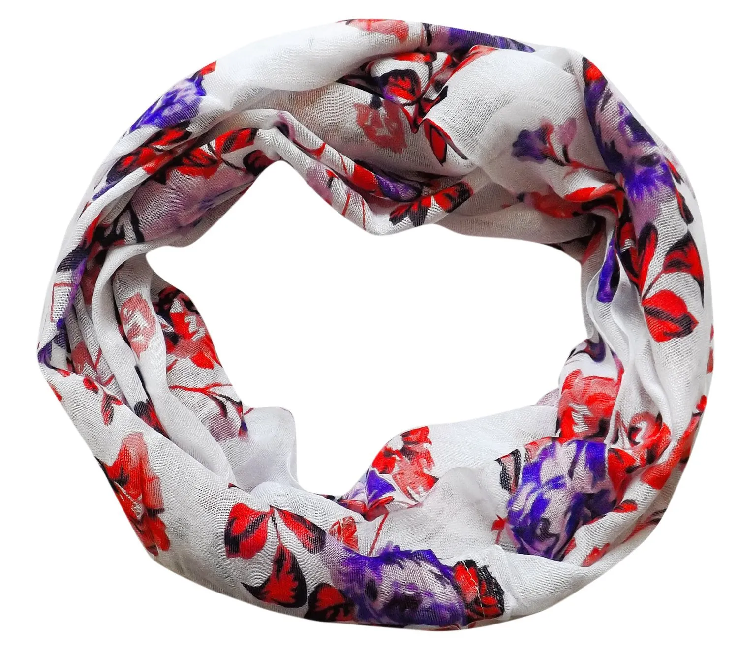 Violet Red Womens Vintage Floral Rose Sheer Infinity Scarf Circle Loop