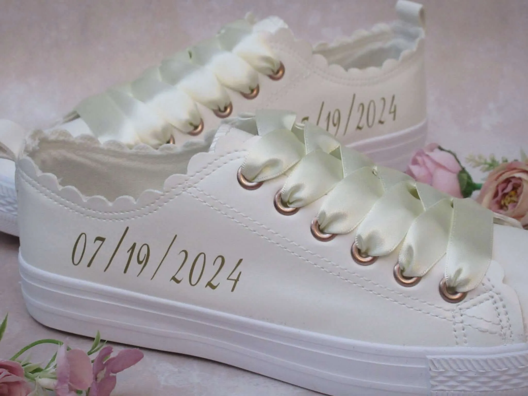 Wide Fit Scallop Edge Wedding Trainers