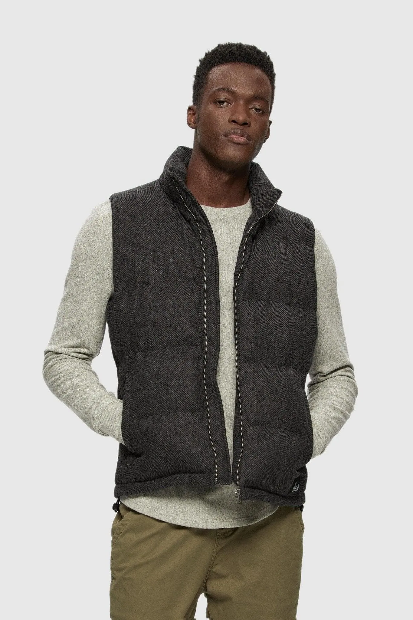 Wool Herringbone Puffer Vest