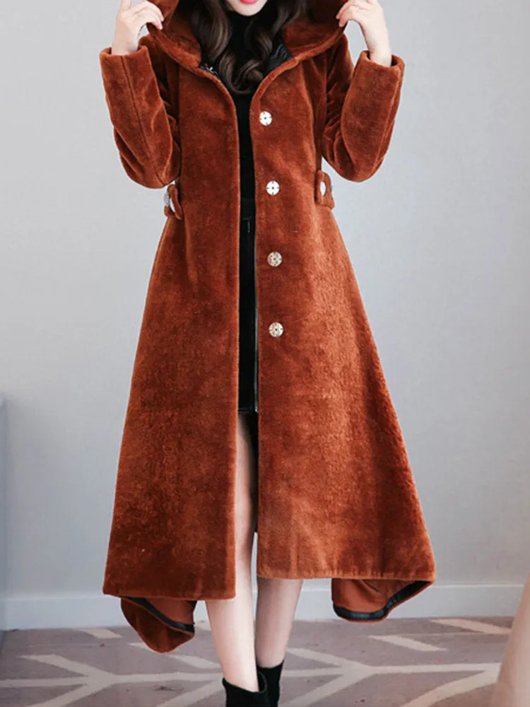 Woolen Irregular Hooded Women Coats