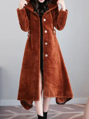 Woolen Irregular Hooded Women Coats