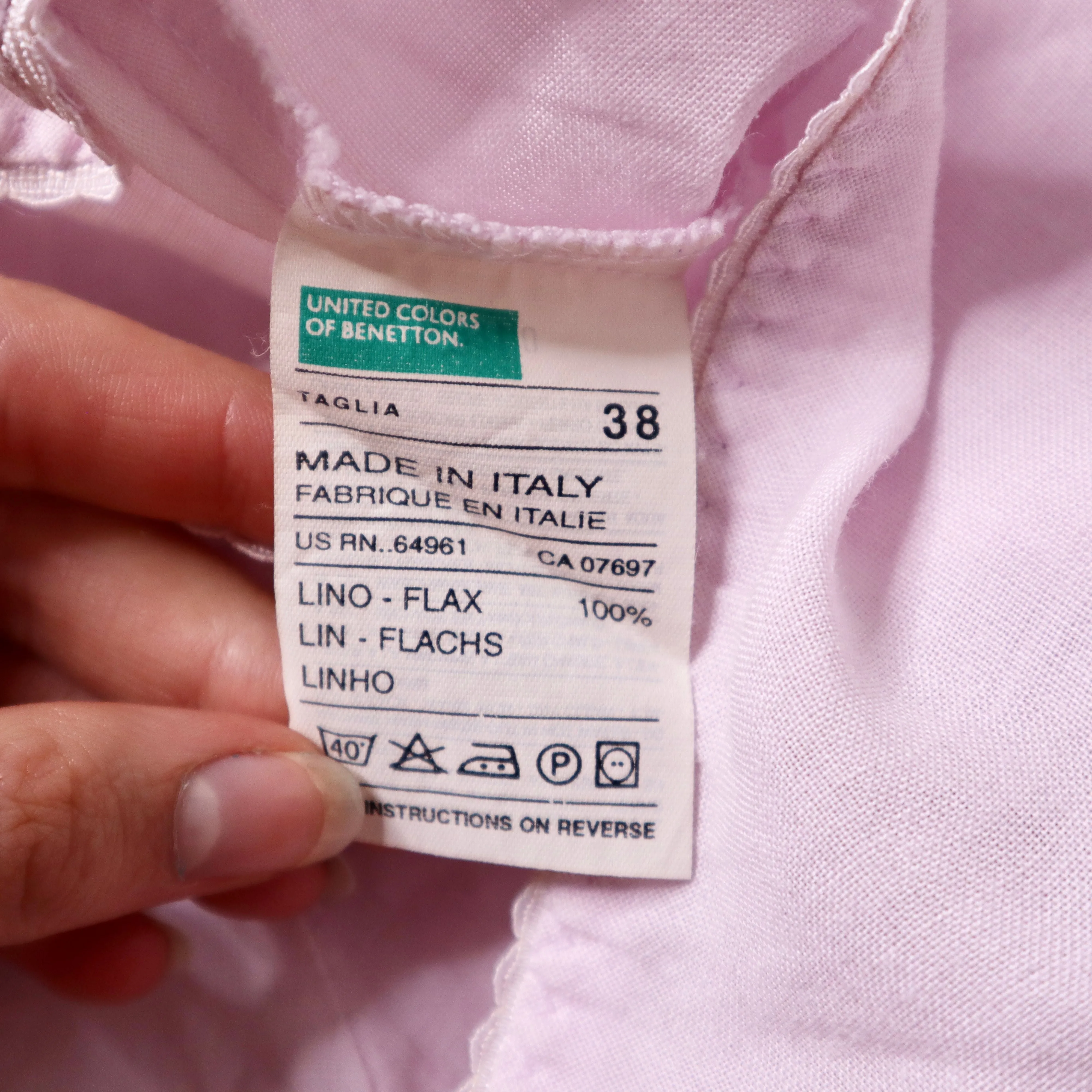 Y2K Italian Light Pink Linen Skirt (S)