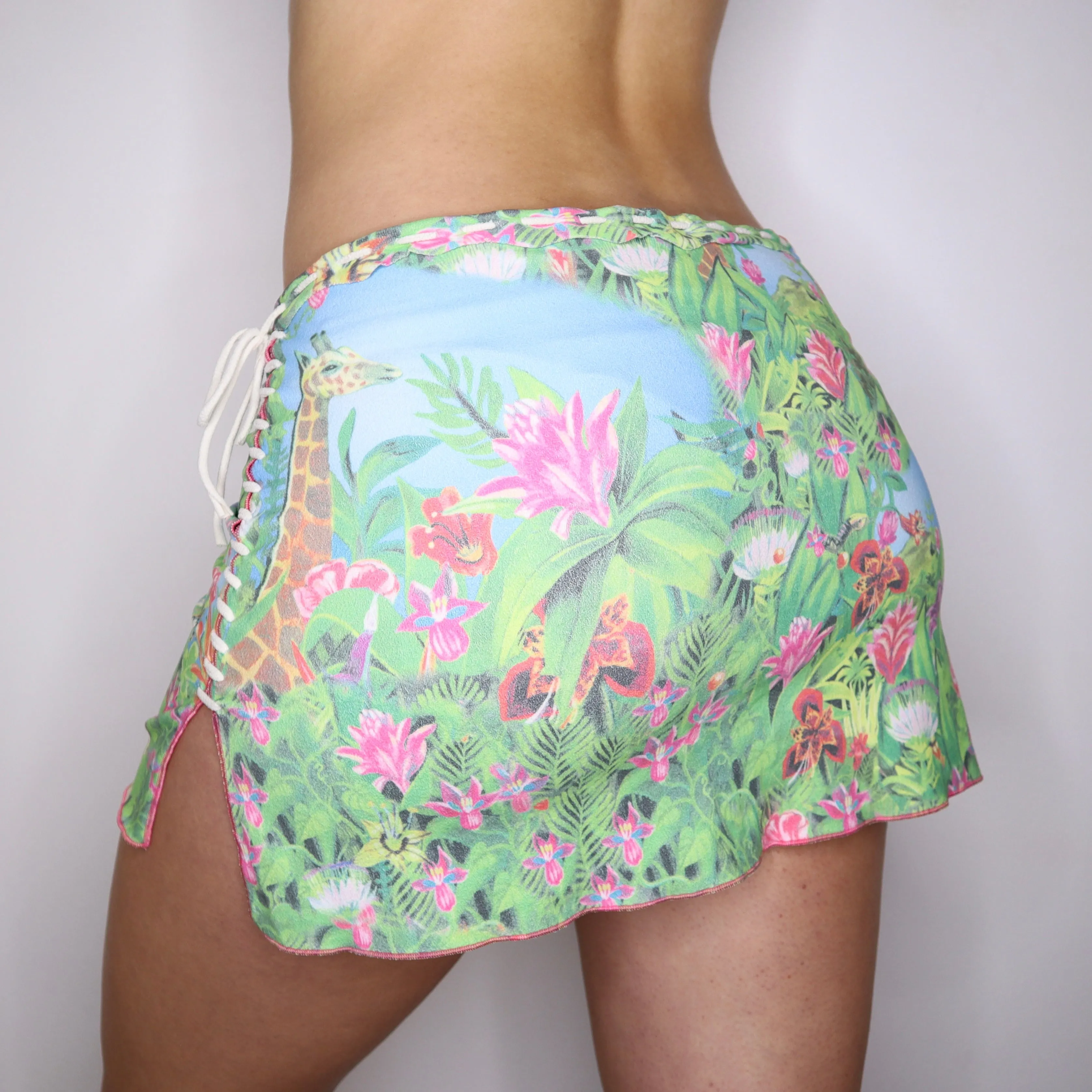 Y2K Tropical Mini Skirt (M)