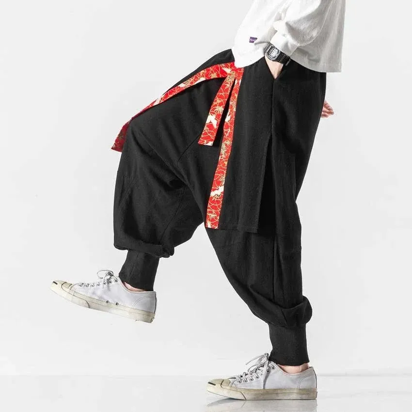 Yukata Style Streetwear Pants Linen/Cotton