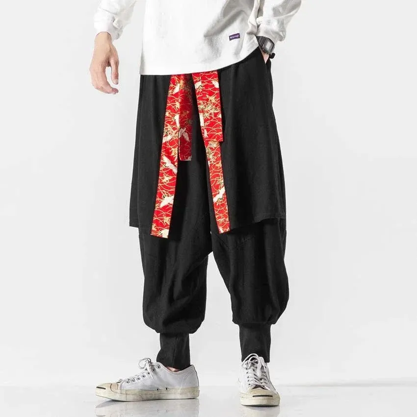Yukata Style Streetwear Pants Linen/Cotton