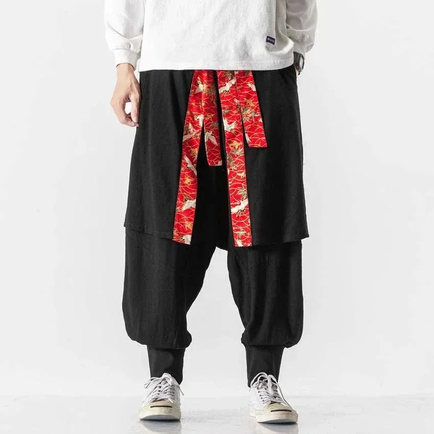 Yukata Style Streetwear Pants Linen/Cotton