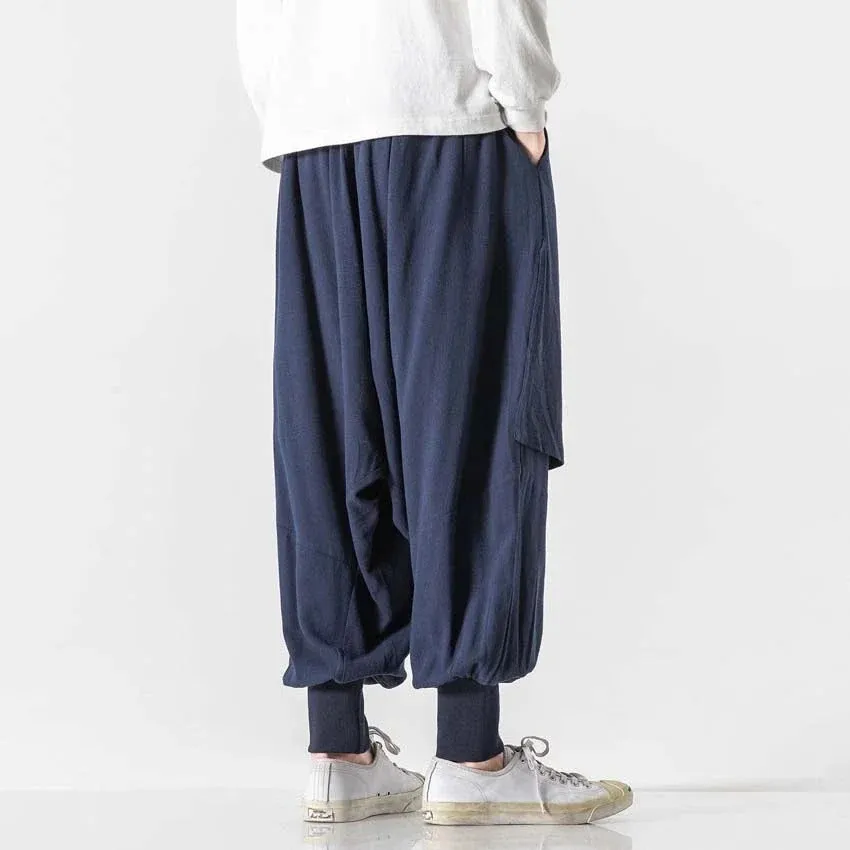 Yukata Style Streetwear Pants Linen/Cotton