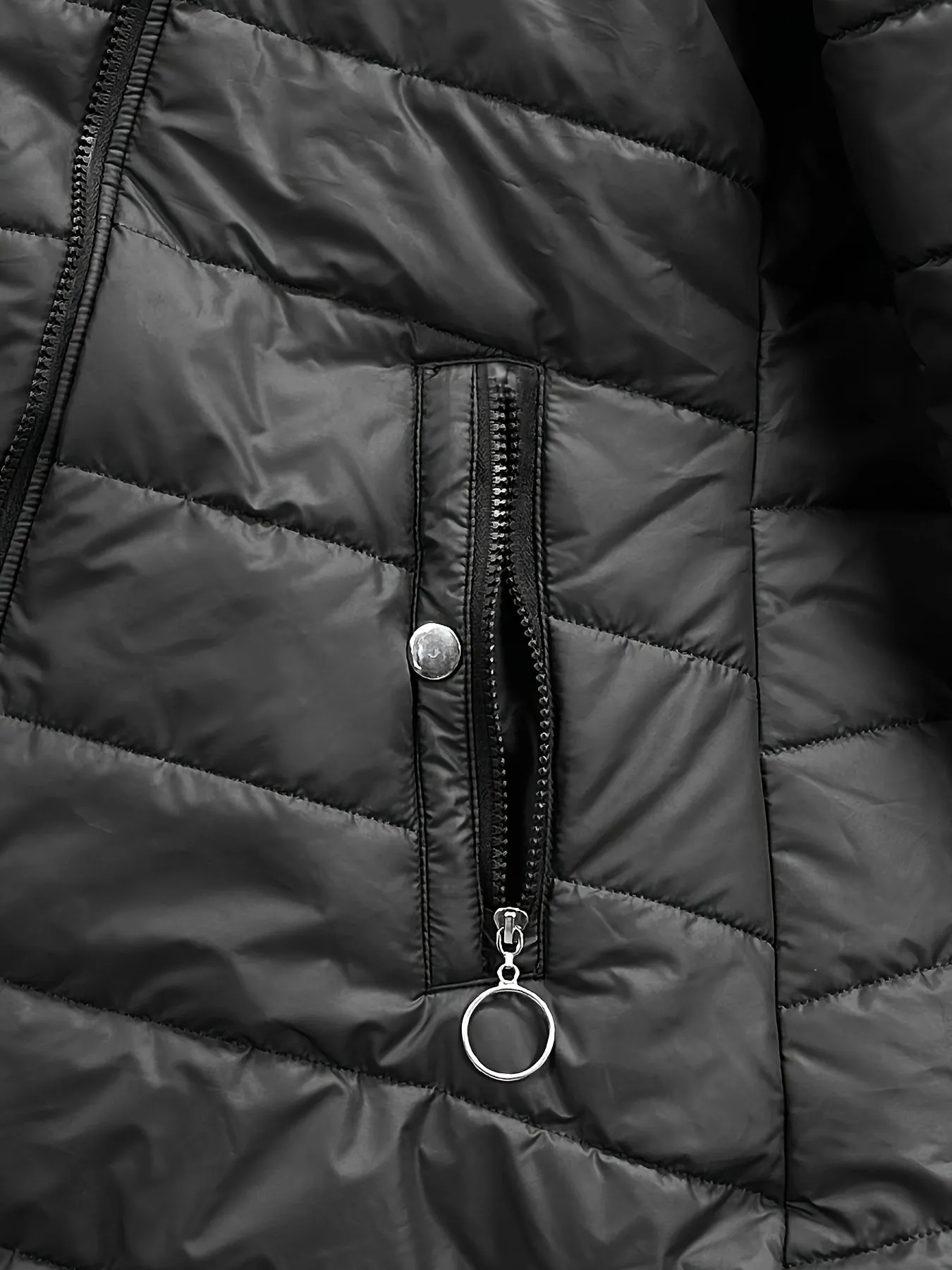 Zip-up Hoodie Puffy Coat, Faux Fur Lined, Casual Winter Coat